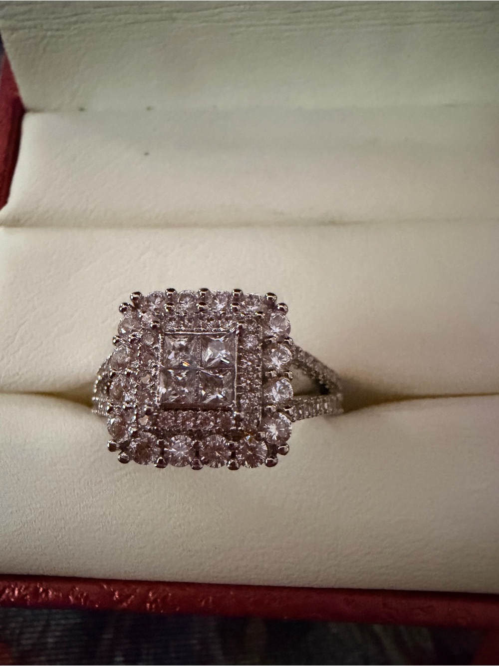 Elegant sterling silver Halo cz  Ring - White Crystal Accent